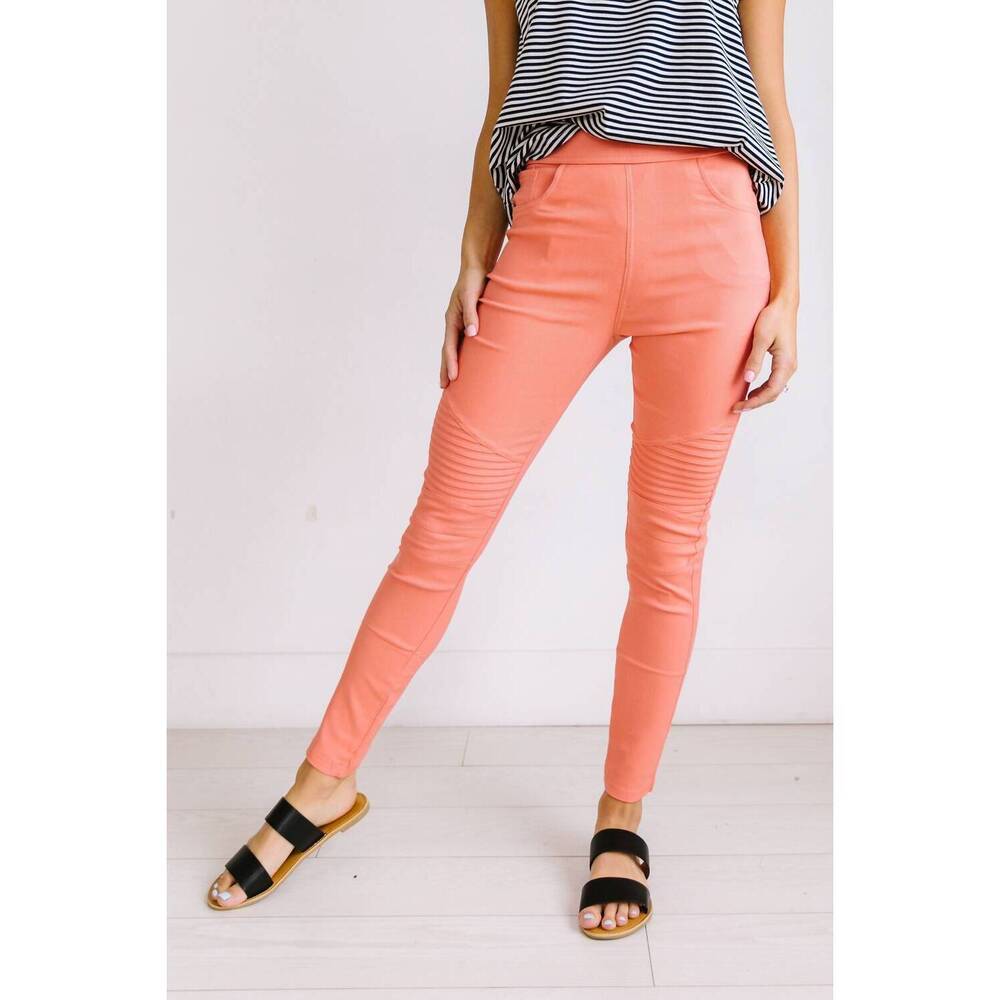 NEW LARA moto jeggings in coral